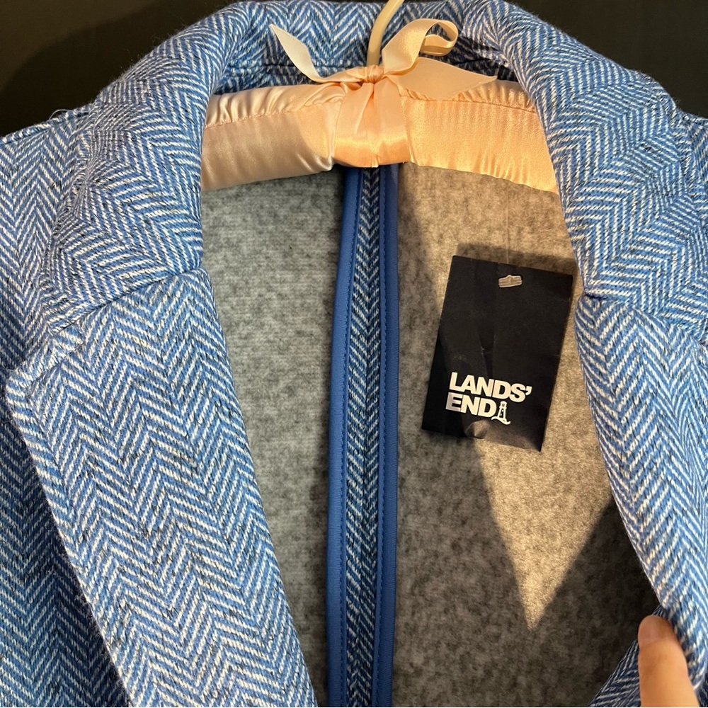 Discontinued color! Chicory blue herringbone fleece blazer. NWT